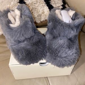 Ugg gray Jesse bow II fluff fur boots